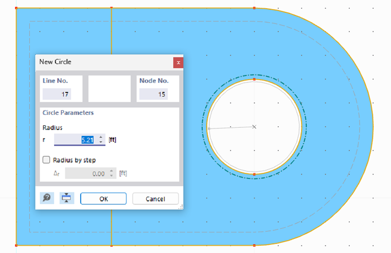 Detailed view of how a bolt surface is created in a CAD structural modeling software.