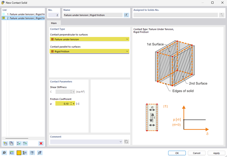 Presetting of contact types in the construction process, easy integration into structural design.