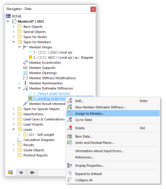 Assigning Type Graphically Using Navigator Shortcut Menu