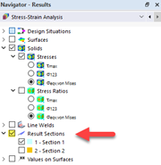 Display of analysis results on a specific result section. Clearly illustrates the performance status or structural behavior patterns of a considered section.