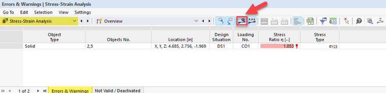 Start of the stress-strain analysis shows the process of evaluating the mechanical properties of a material.