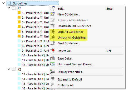 Guideline Shortcut Menu in Navigator