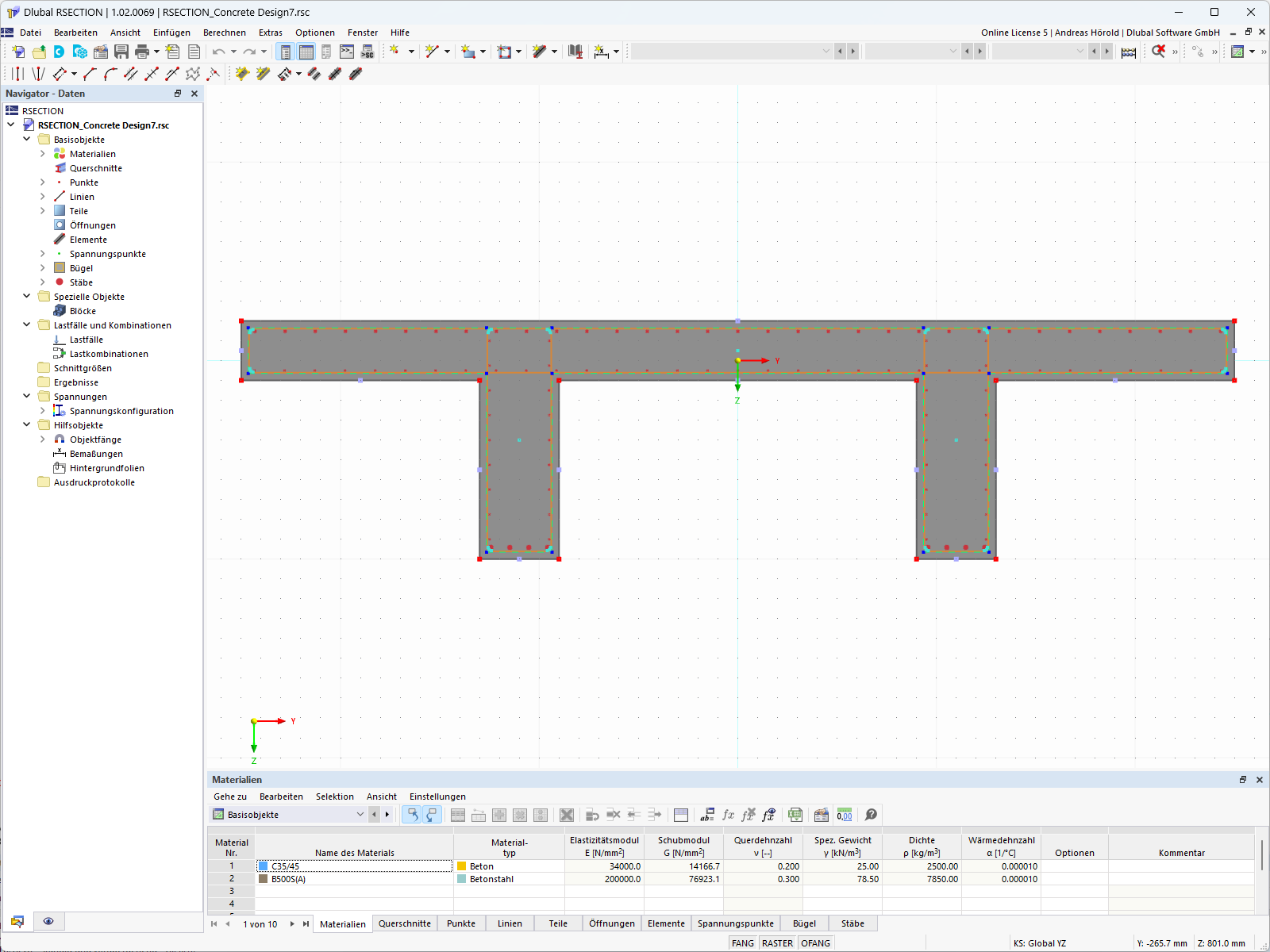 Feature 002640 | Design of RSECTION cross-sections in the Concrete Design add-on