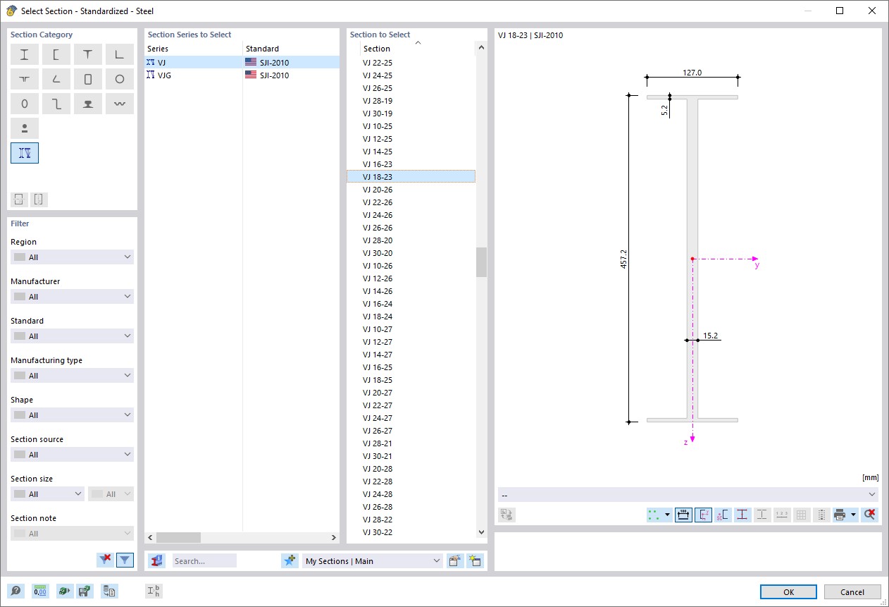 Selecting Virtual Joist in Library
