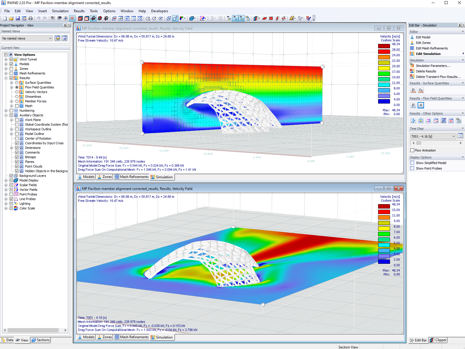 Moritzplatz Demonstrator in Digital Wind Tunnel in RWIND | © Digital Timber Construction DTC, TH Augsburg