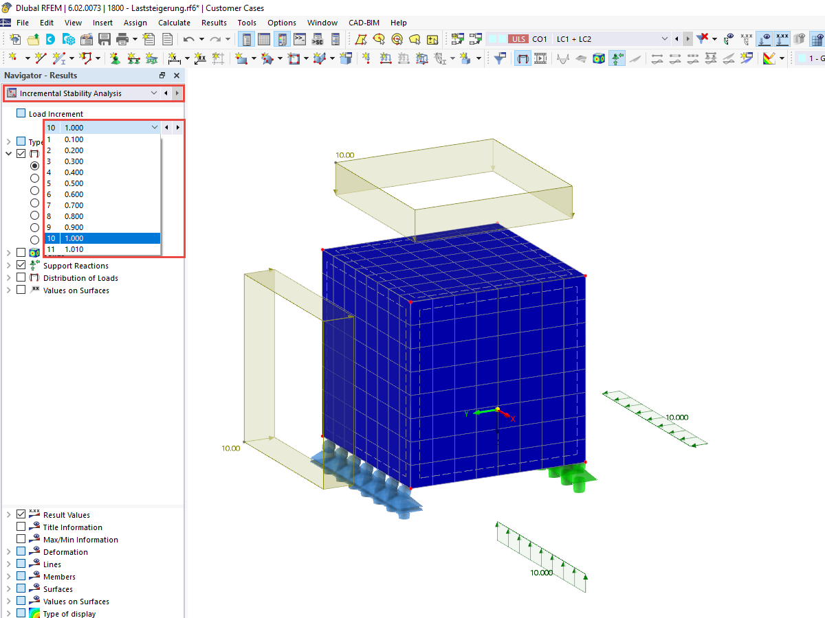 FAQ 005397 | Can I incrementally increase the load in RFEM 6 or RSTAB 9?