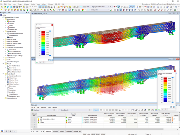 Side Views with Deformations in RSTAB | © Konstruktionsgruppe Bauen AG