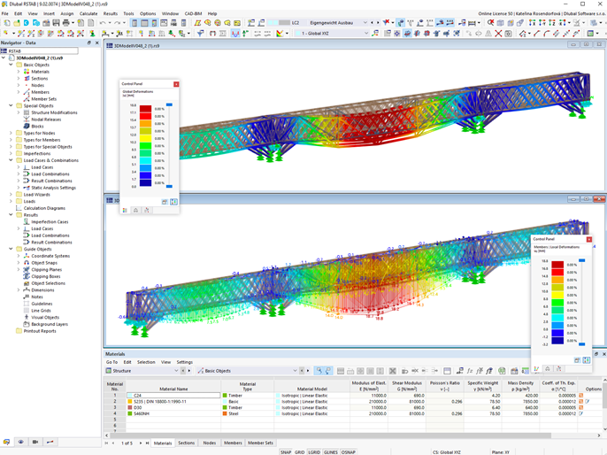 Side Views with Deformations in RSTAB | © Konstruktionsgruppe Bauen AG