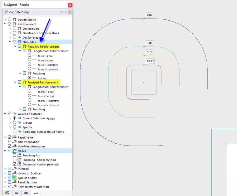 Displaying Reinforcement on Nodes (Isolines)