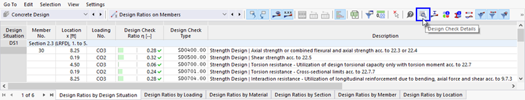 Button "Design Check Details" in Table Toolbar