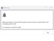 FAQ 005402 | When opening a model file, I get the warning message saying that "dangling pointers have been fixed." What does this message mean?