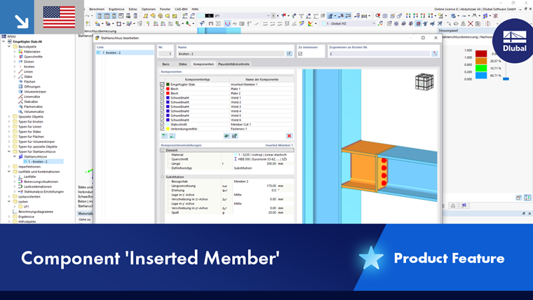 Display of an inserted member to facilitate modeling in a 3D environment with specifications.