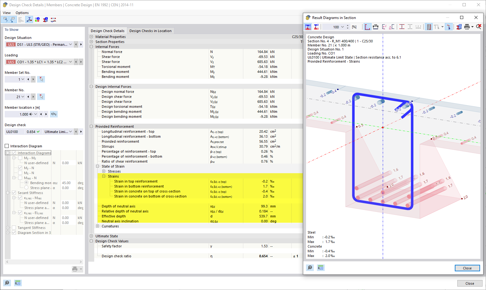 Displaying Strains in Section