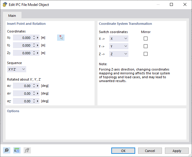 Settings for IFC Import