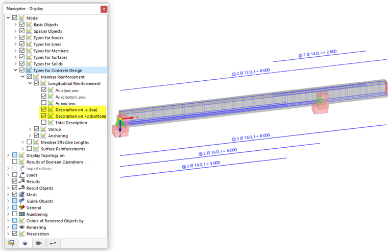 Displaying Member Reinforcement as Reinforcement Detail