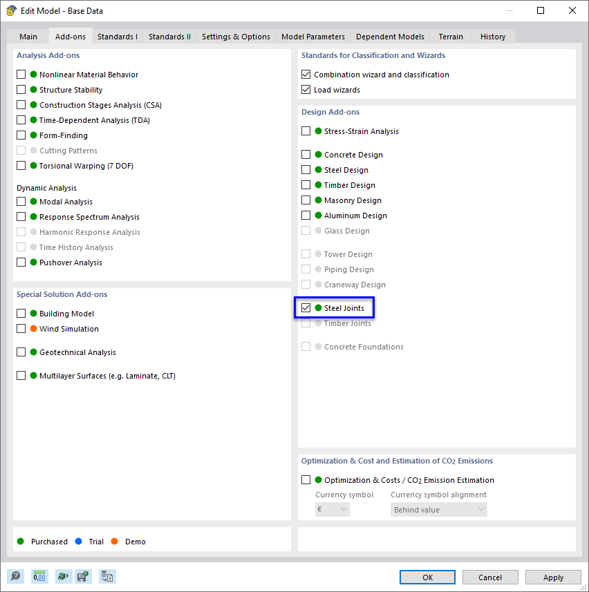 Activating 'Steel Joints' Add-on