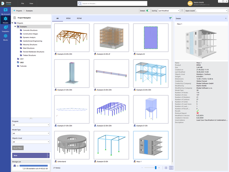 Organizational interface for projects, customer data, and blocks in a digital management environment