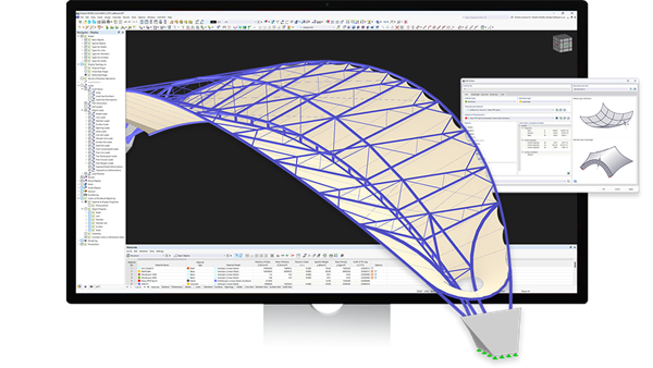 Graphical display for modeling membrane roof structures using FEM in RFEM 6.