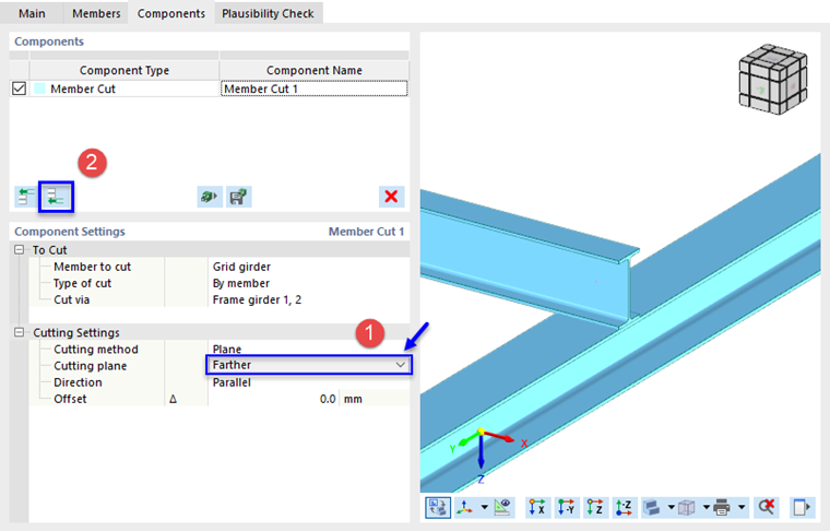 Defining Cutting Plane for Member Cut