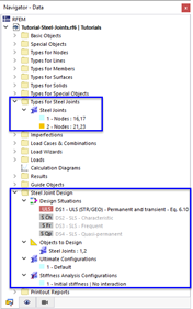 Navigator Items for Steel Joint Design