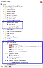 Navigator Items for Steel Joint Design