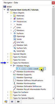 Opening Dialog Box to Define New Member Hinge