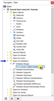 Opening Dialog Box to Define New Member Hinge