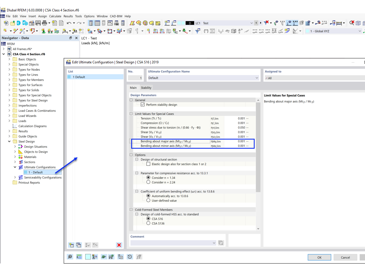 FAQ 005419 | Can I design members with Class 4 section per CSA S16 in the Steel Design add-on?