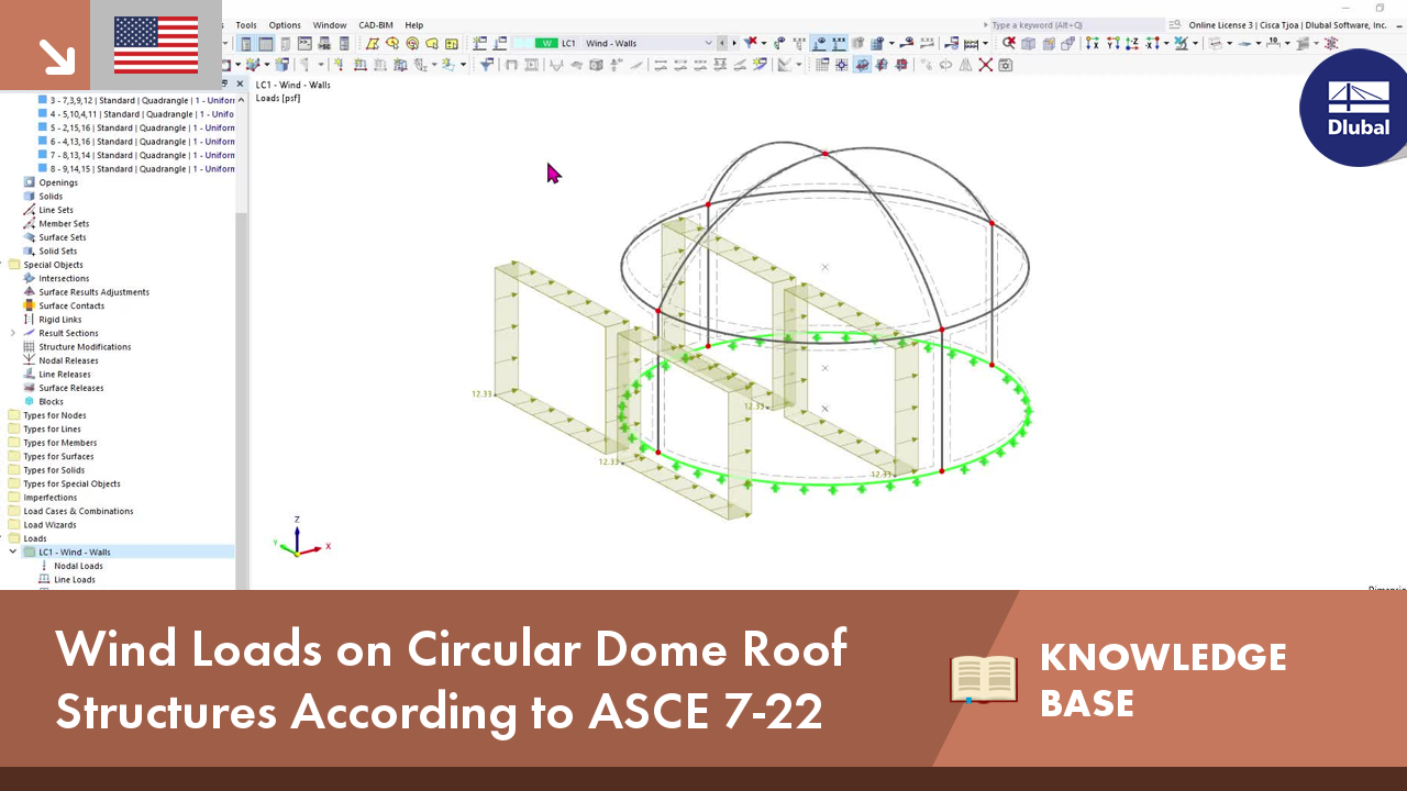 Wind Loads on Circular Dome Roof Structures According to ASCE 7-22 ...