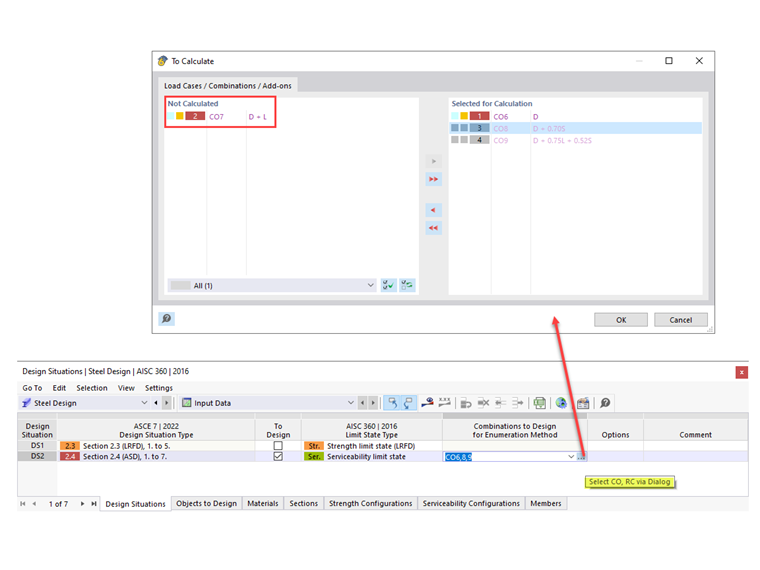 FAQ 005420 | How do I exclude specific Load Combinations (COs) in the design add-on?