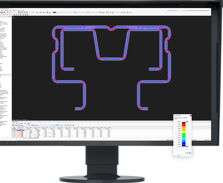 This image shows RSECTION conducting cross section evaluation and stress analysis.