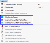 Menu "Calculate" for Cloud Calculations