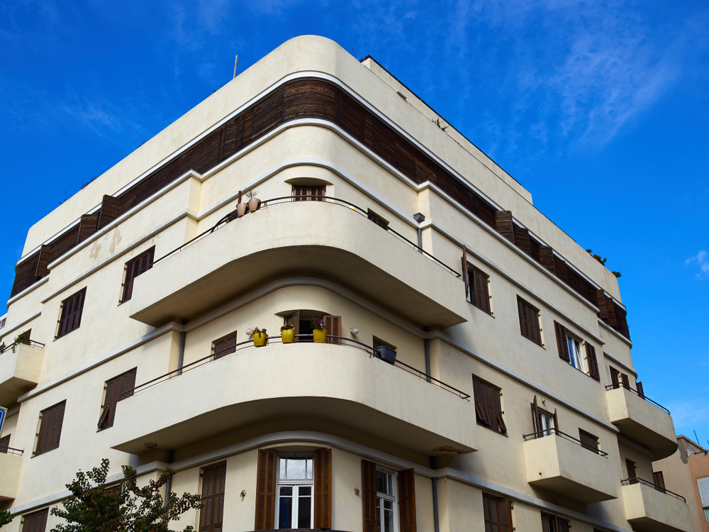 Facade of Bauhaus Building in White City (Tel Aviv, Israel)