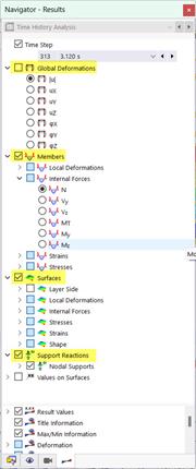 Navigator – Results for Time History Analysis