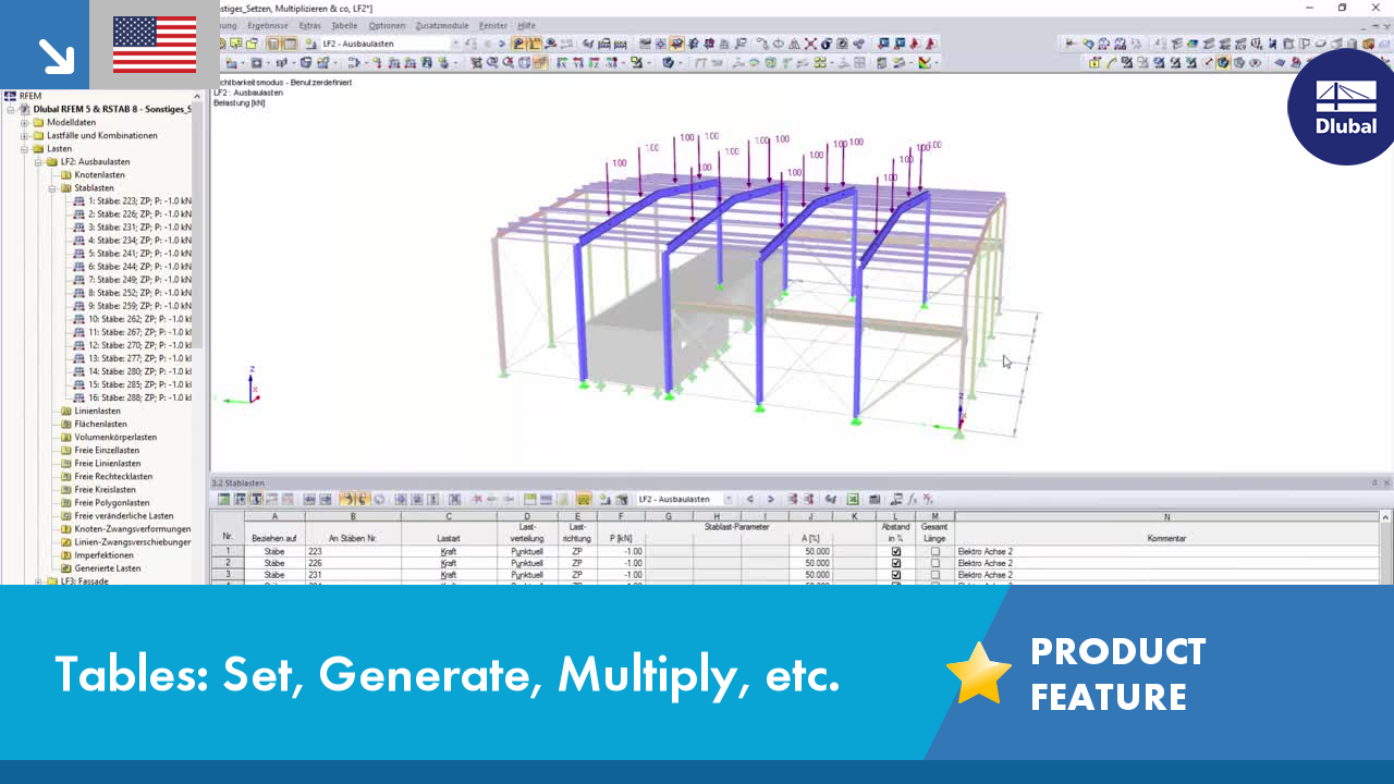 Dlubal RFEM 5 & RSTAB 8 - Tables: Set, Generate, Multiply, etc.
