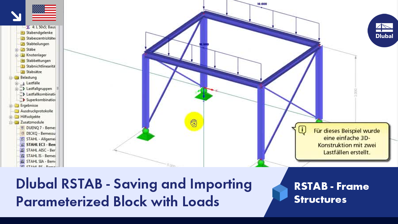 Dlubal RSTAB - Saving and Importing Parameterized Block with Loads