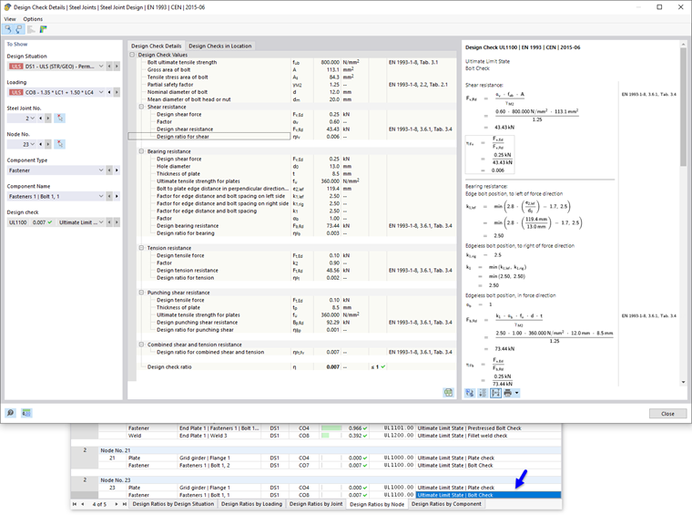 Design Check Details of Bolt
