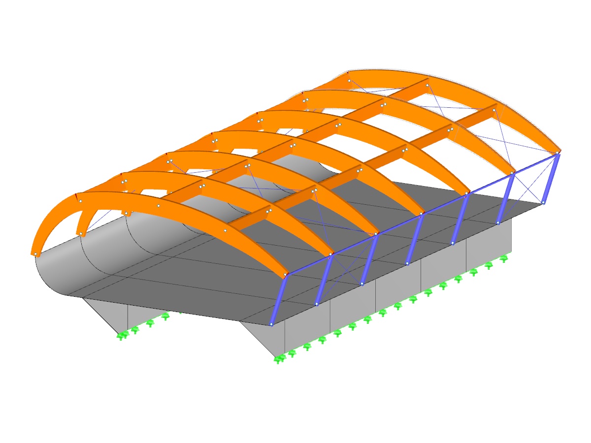 Model of a curved conference building