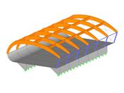 Model of a curved conference building