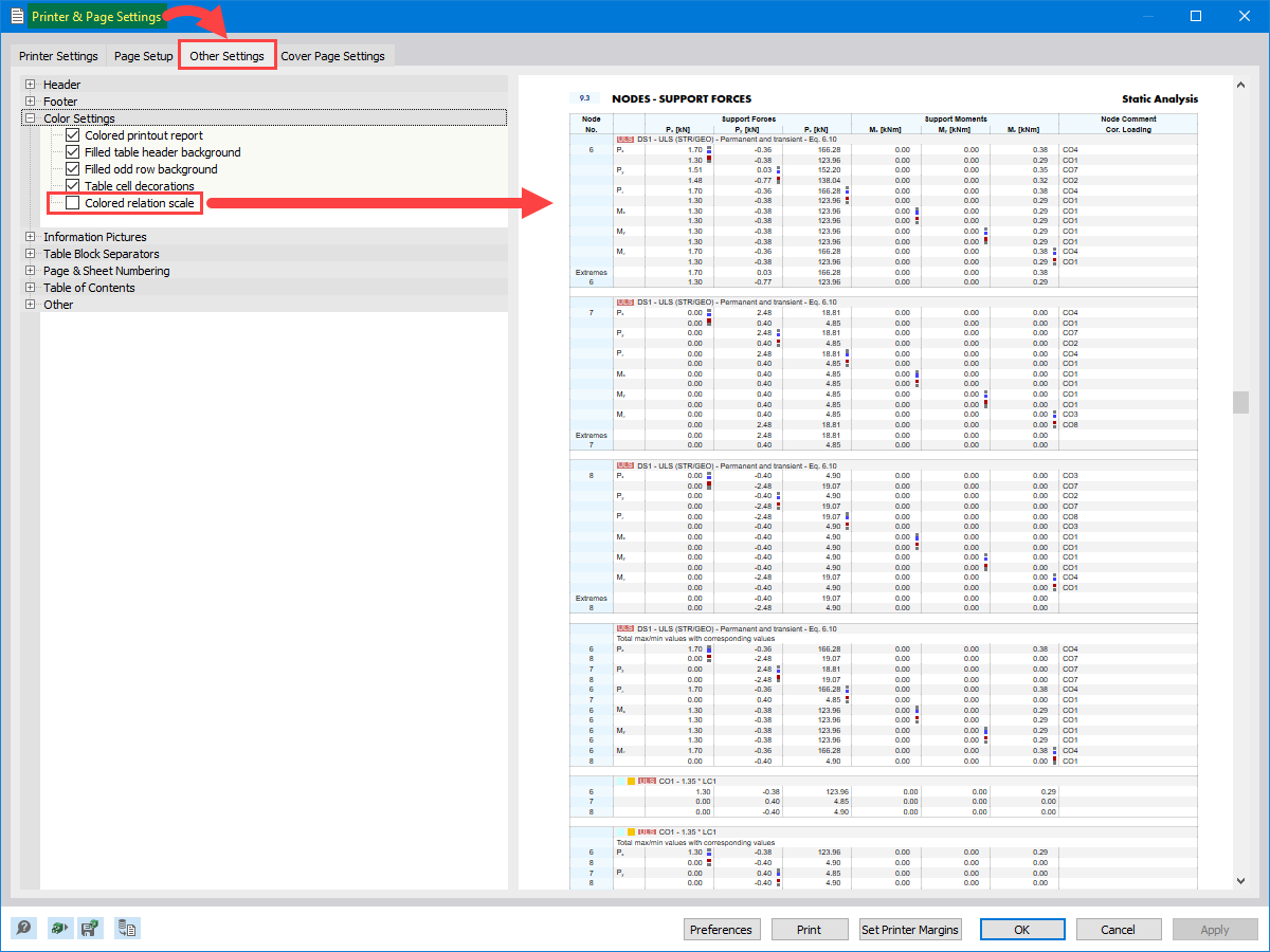 FAQ 005424 | Is it possible to hide the color scale in blue/red in tables and in a printout report?