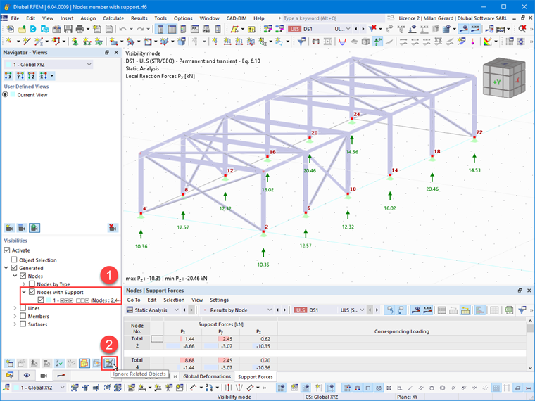 FAQ 005425 | How can I quickly isolate the nodes that are used as nodal supports in order to display their numbers?