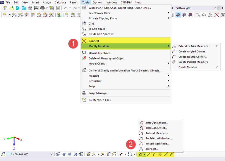 Modeling Tools in Menu "Tools" and Buttons in CAD Toolbar