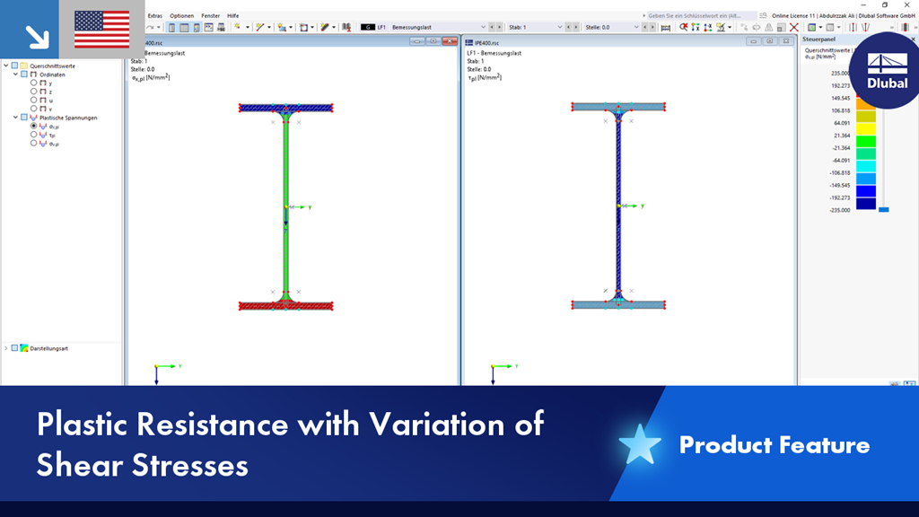 Visualization of the plastic resistance, taking into account shear stresses.