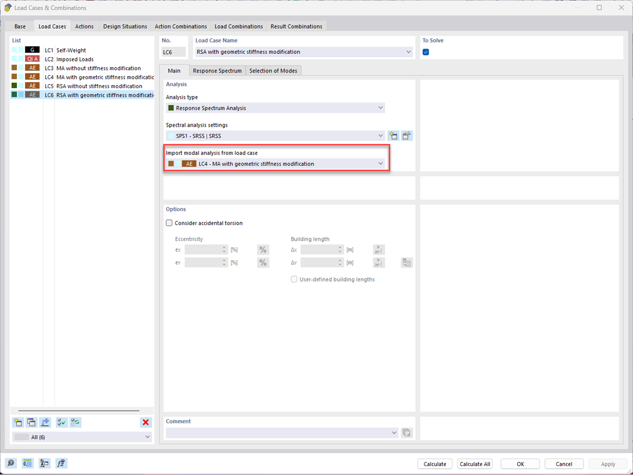 Selecting Desired Modal Analysis Load Case in Response Spectrum Analysis Load Case (KB1867)