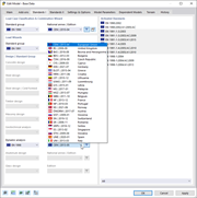Selecting Standard and National Annex for Dynamic Analysis