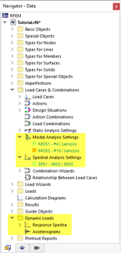 Navigator Items Relevant to Dynamic Analysis