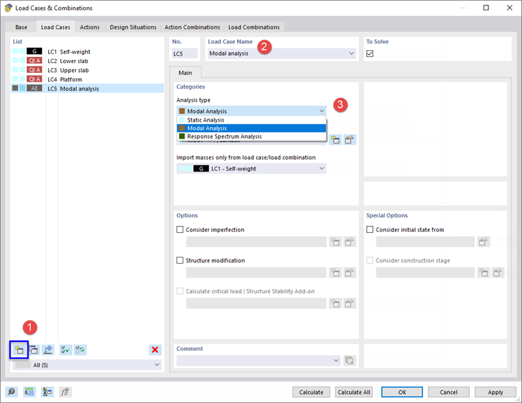 Creating Modal Analysis Load Case