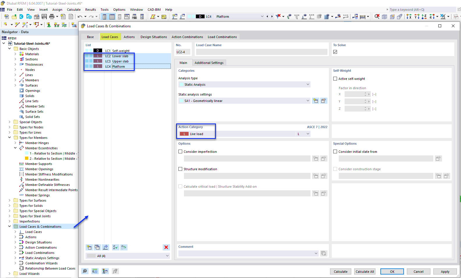 Selecting Action Category