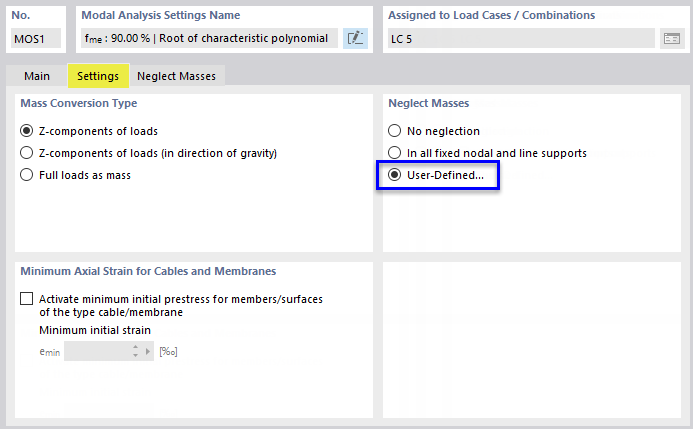 Specific Settings to Neglect Masses