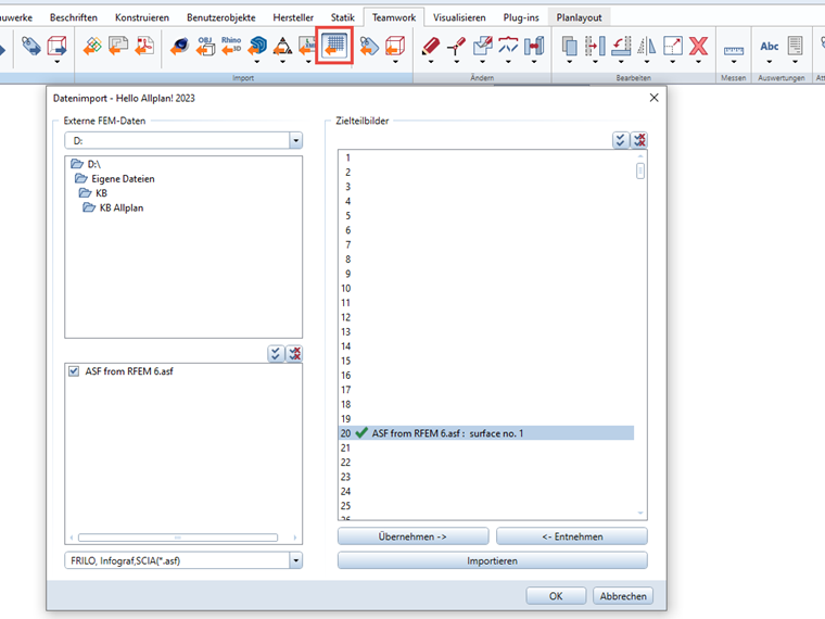 ASF Data Import into Allplan